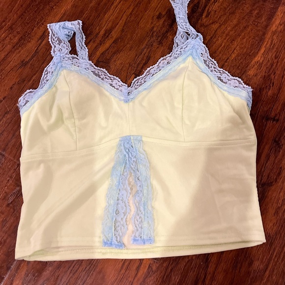 Bailey Rose Yellow Cami with Blue Lace - Picture 2 of 3